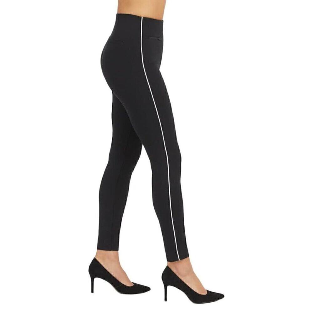SPANX Piped Perfect Skinny Ankle Pants NWT Classic Black White Stripe M Ponte